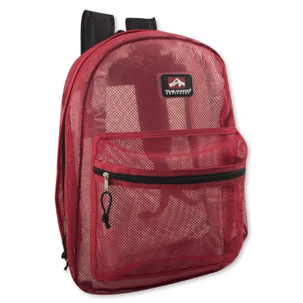 24 Wholesale Premium Quality Mesh 17 Inch Backpack - Red