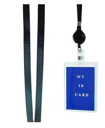 72 Pieces of Lanyard With Retractable Id Holder Vertical Black
