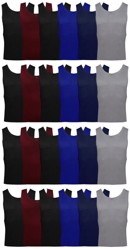 36 Pieces of Yacht & Smith Mens Ribbed 100% Cotton Tank Top, Assorted Colors, Size Large