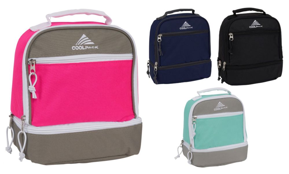 Insulated Dual Compartment Lunch Bags - Assorted Colors