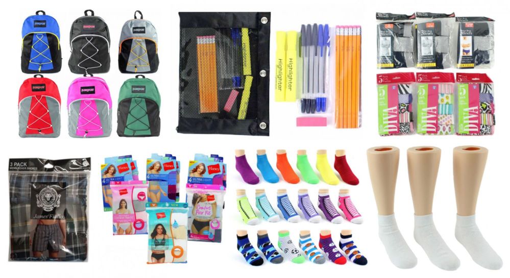 288 Wholesale Middle School BacK-TO-School Bundle - 288 Items - 17" Bungee Backpacks, Supply Kits, Underwear, & Socks!