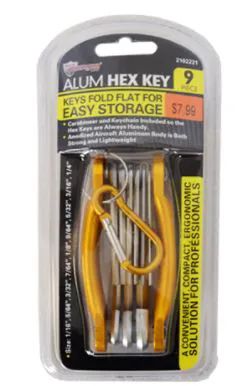 18 Pieces of Folding Hex Key Set With Carabiner 9 Piece