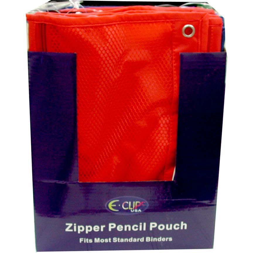 48 Wholesale 3-Ring Mesh Window Pencil Pouches W/ Zipper - Assorted Colors