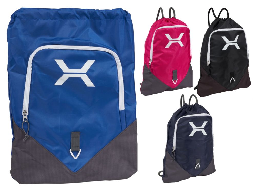 24 Pieces of 19" Deluxe Reinforced Drawstring Backpacks W/ Front Pouch