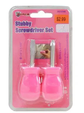 48 Pieces of Pink Stubby Screwdrivers 2 Piece