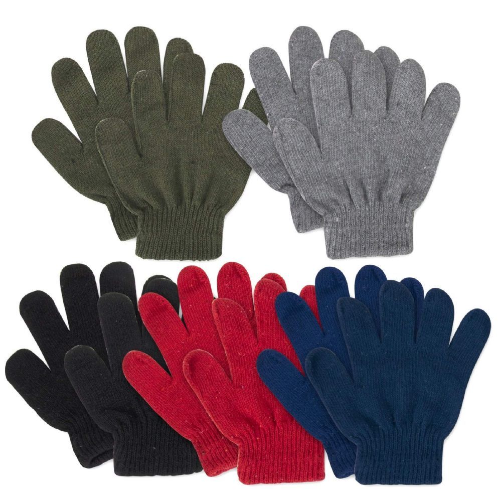 100 Wholesale Children Knitted Gloves - 5 Assorted Colors
