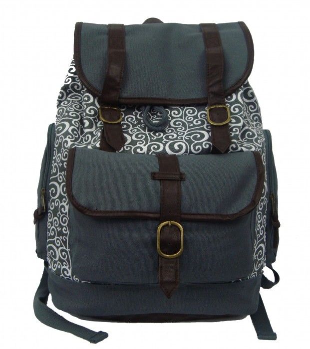 12 Wholesale Printed Canvas Computer Daypack Fits 15" Laptop