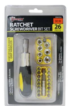 18 Pieces of Ratchet Screwdriver And Bit Socket Set 26 Piece