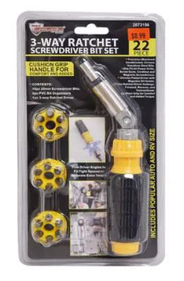 18 Pieces of Ratchet Screwdriver With Bits 22 Piece