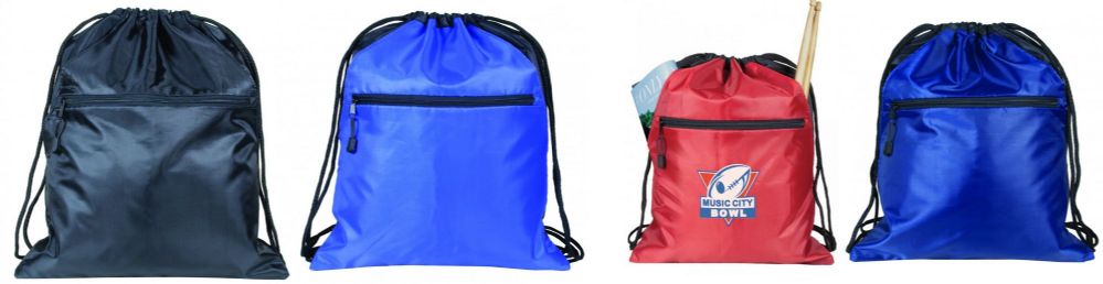 48 Wholesale 15" Drawstring Bags W/ Front Zipper
