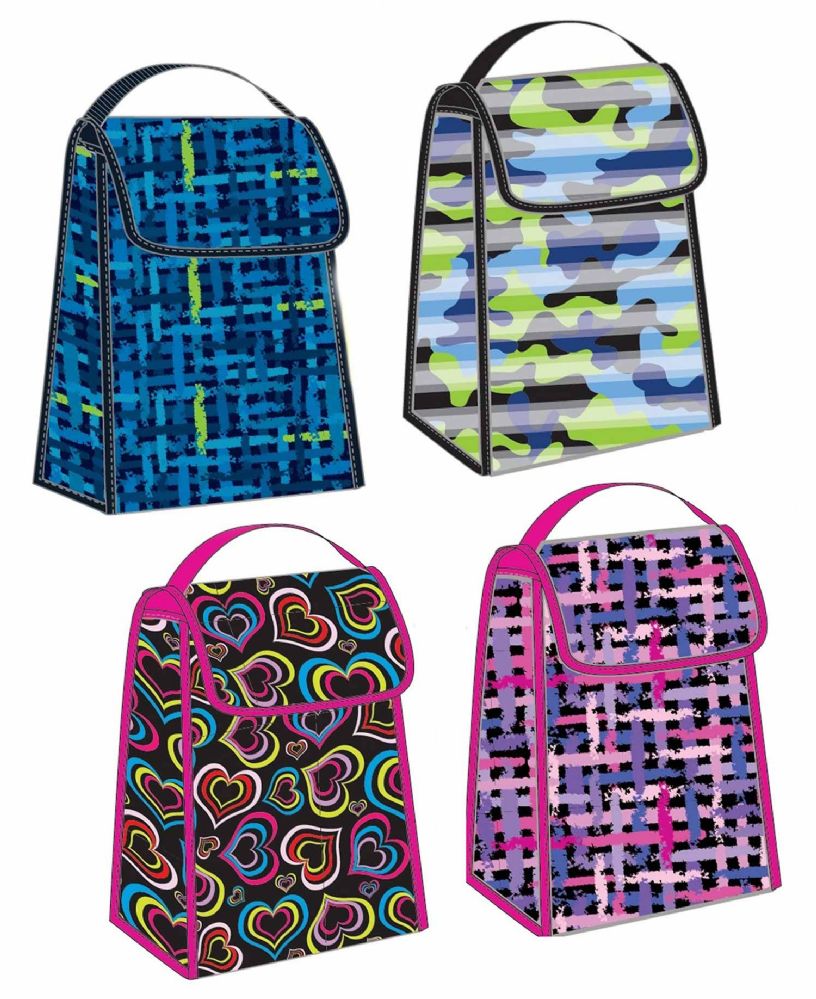 24 Pieces Foldable Lunch Bags W/ Handle - Assorted Designs - Lunch Bags &  Accessories - at 