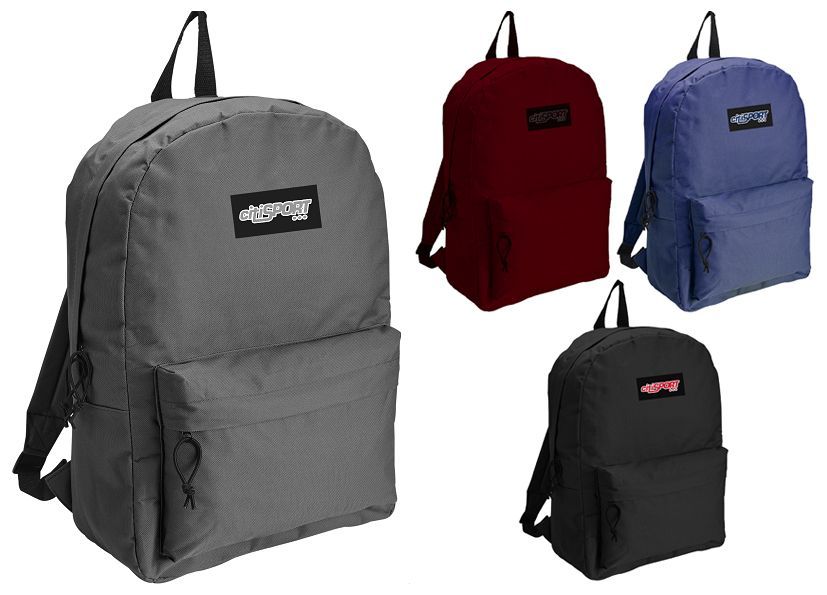 24 Wholesale 17" Classic Sport Backpacks W/ Front Zipper Pockets