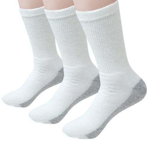 120 Wholesale Socks Unisex Crew Cut Athletic Size 10-13 In White With Grey