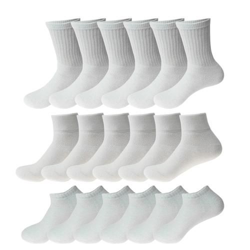 144 Pairs of Socks Men's Crew, Ankle And Low Cut Athletic Size 9-11 In White