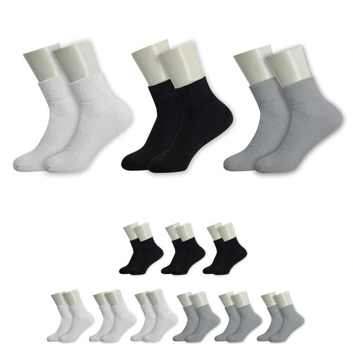 120 Bulk Ankle Loose Fit Diabetic Wholesale Socks Size 10-13 In 3 Assorted Colors