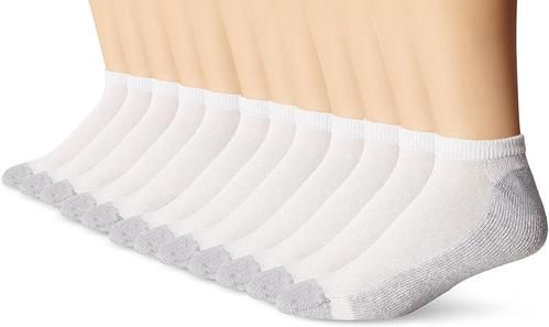 180 Bulk Low Cut Bulk Socks Athletic Size 10-13 In White With Grey