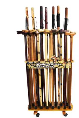Wood Display Rack For Canes Walking Sticks