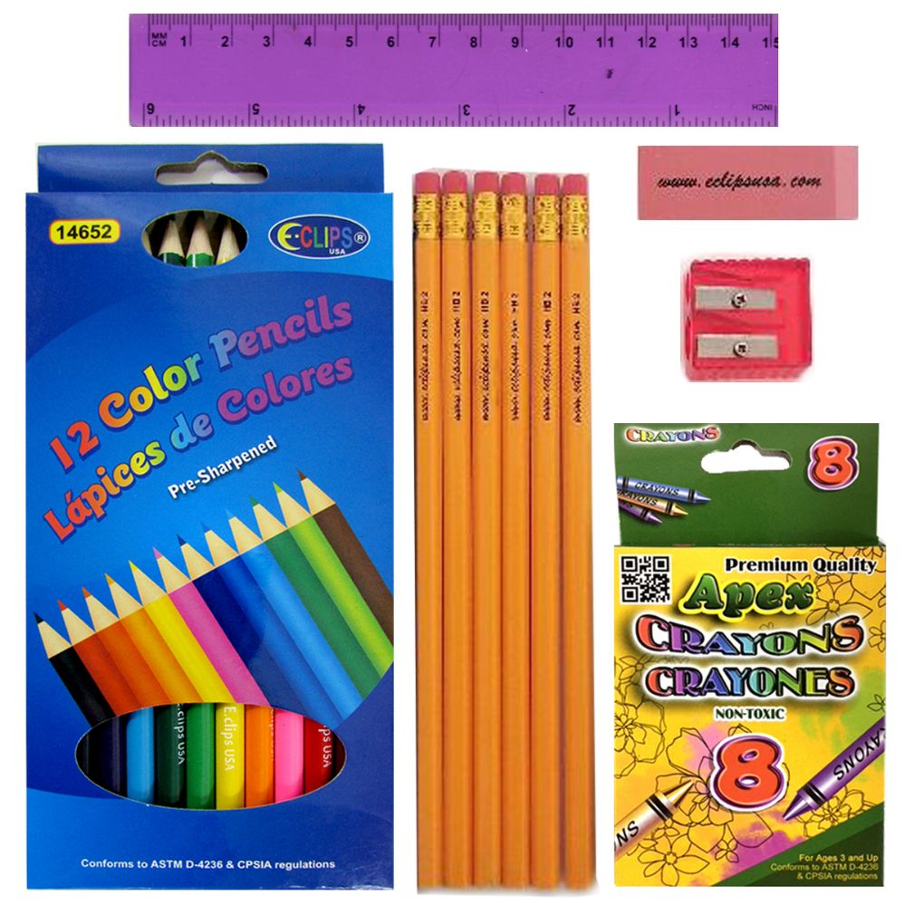 48 Wholesale Back To School Supply Kit Stationery Kit 11 Pcs