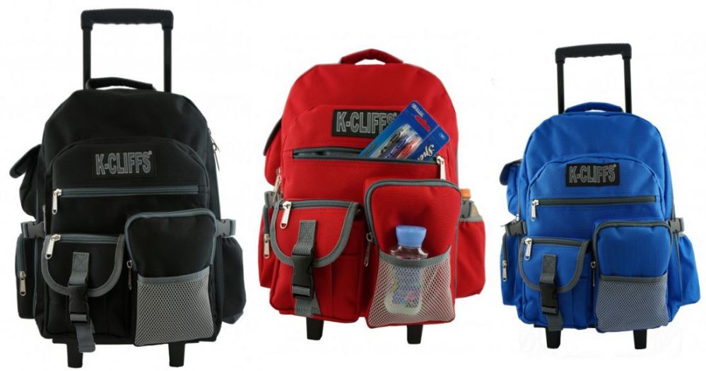 8 Wholesale 18" Heavy Duty Rolling Backpacks at