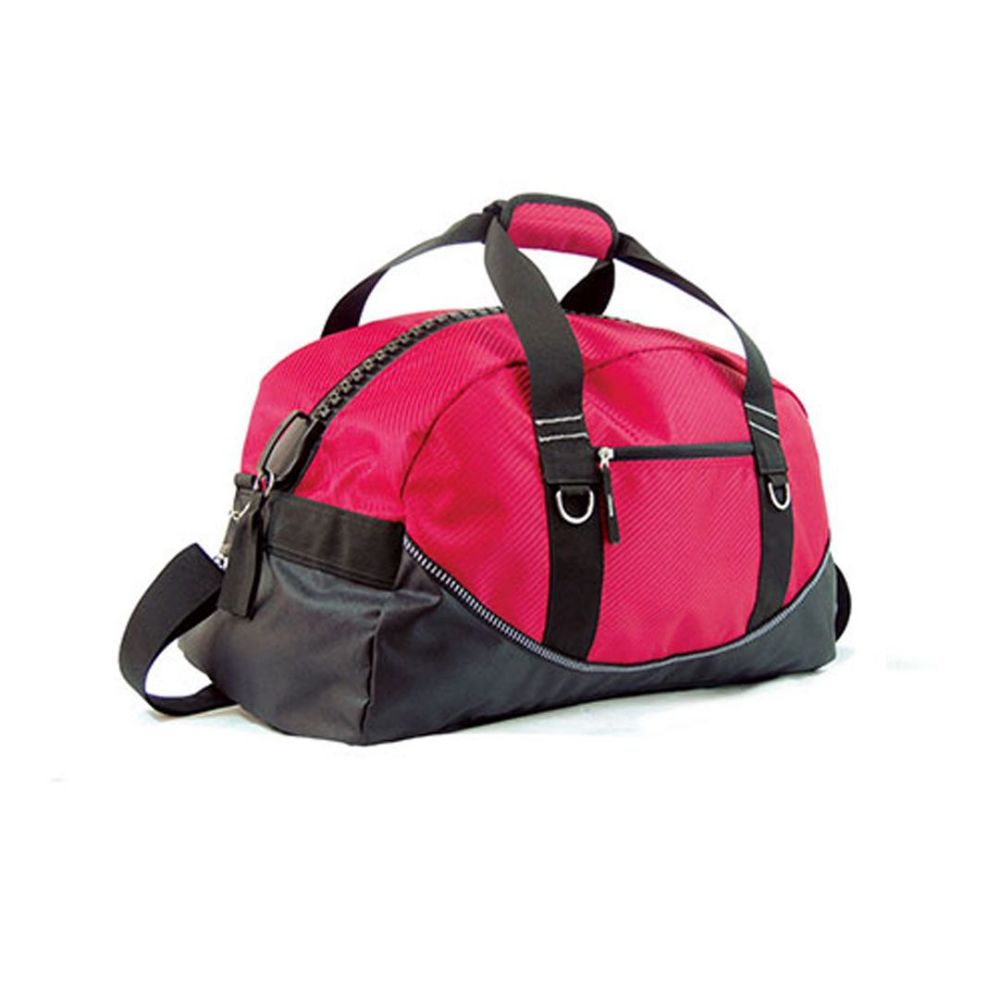 12 Wholesale Mega Zipper Duffle Bags - Red/black TwO-Tone Only