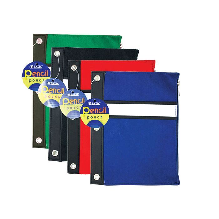 24 Pieces of Assorted Color 3-Ring Pencil Pouch