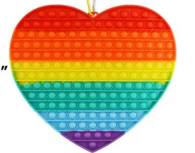 4 Pieces of Bubble Pop Toy Jumbo Rainbow Heart