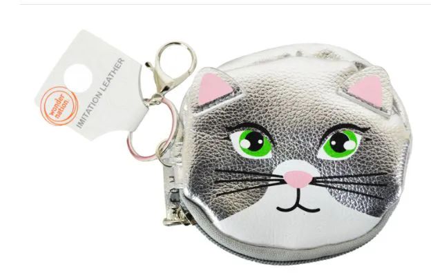 72 Wholesale Keychain Coin Purse Metallic Kitty