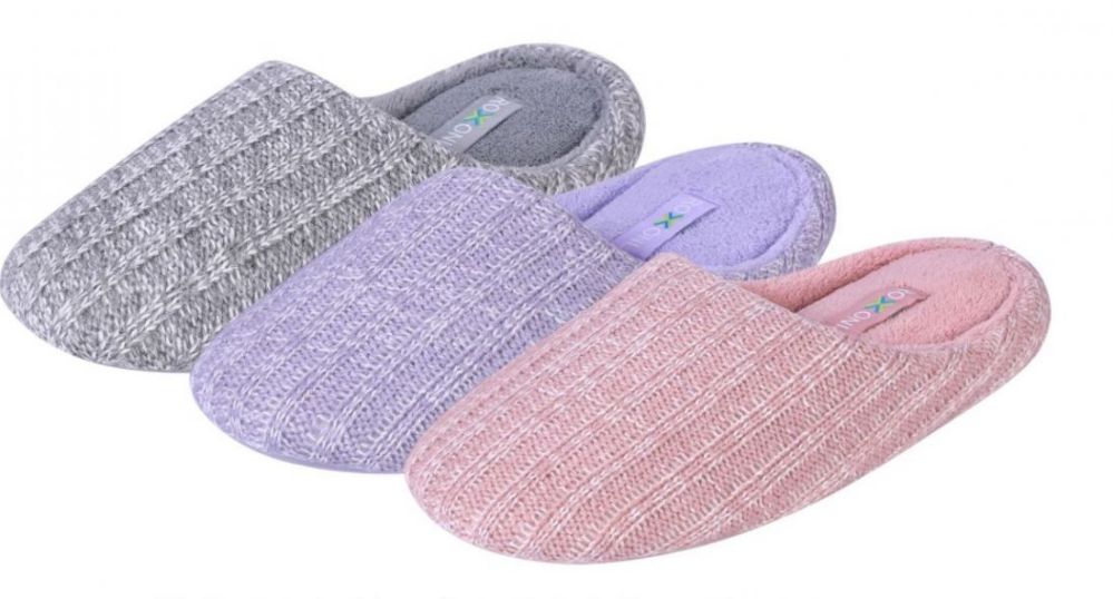 Wholesale Footwear Women's Heathered Knit Mule Slippers - Assorted Colors