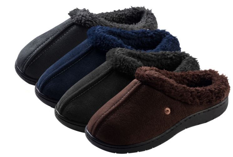 36 Pieces of Boy's Suede Clog Slippers W/ Sherpa Trim