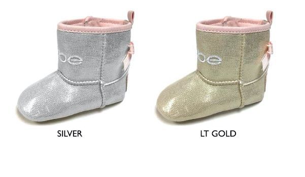 24 Wholesale Infant Shimmer Booties W/ Metallic Bow & Stitching Detail