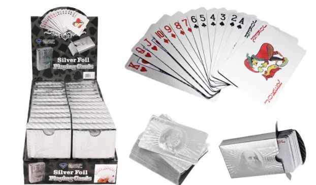 24 Pieces of Silver Foil Playing Cards