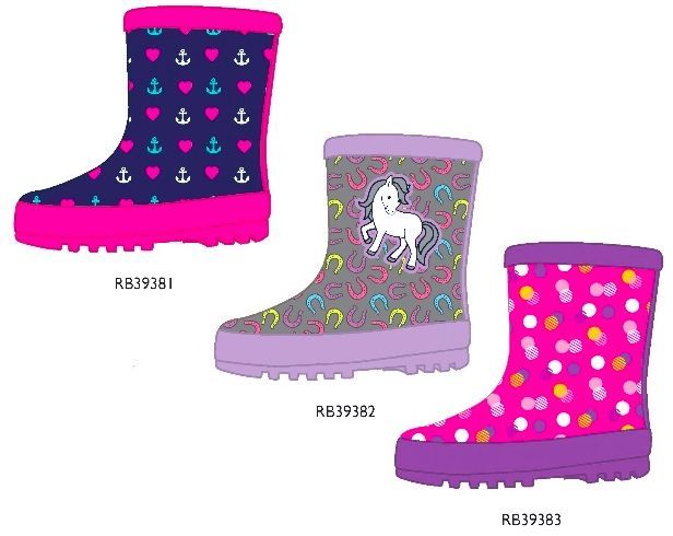 18 Wholesale Girl's Rain Boots W/ Popular Girl's Designs