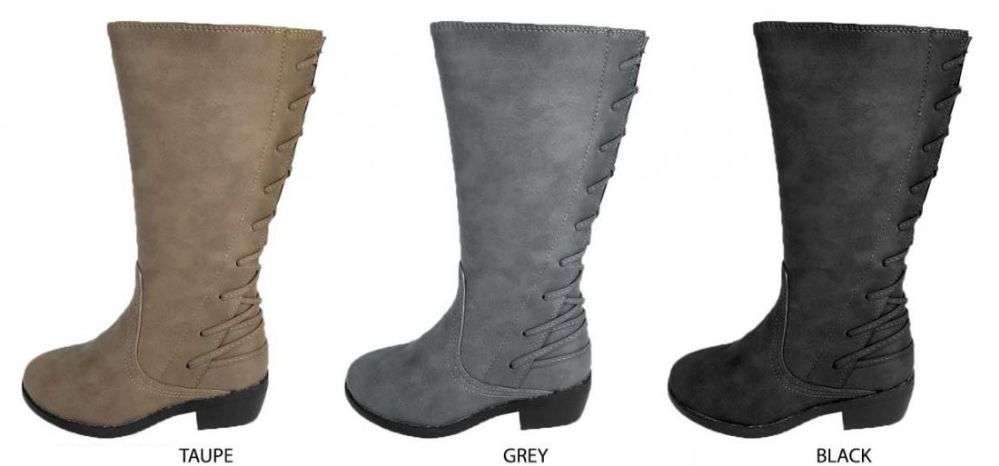 12 Wholesale Girl's Riding Boots W/ Back LacE-up