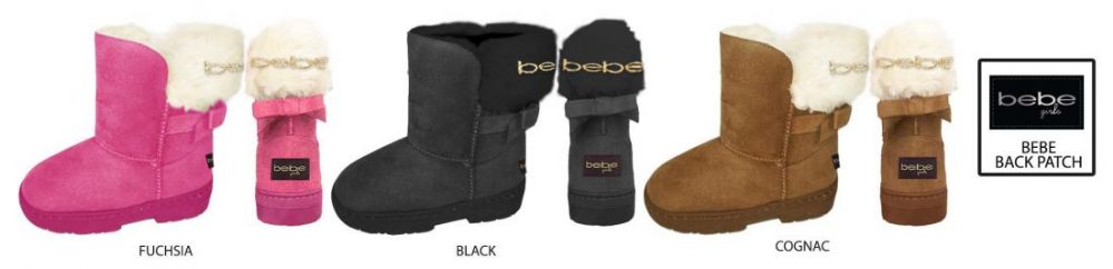 12 Wholesale Girl's Winter Boots W/ Back Bow & Bebe Lurex Embroidery