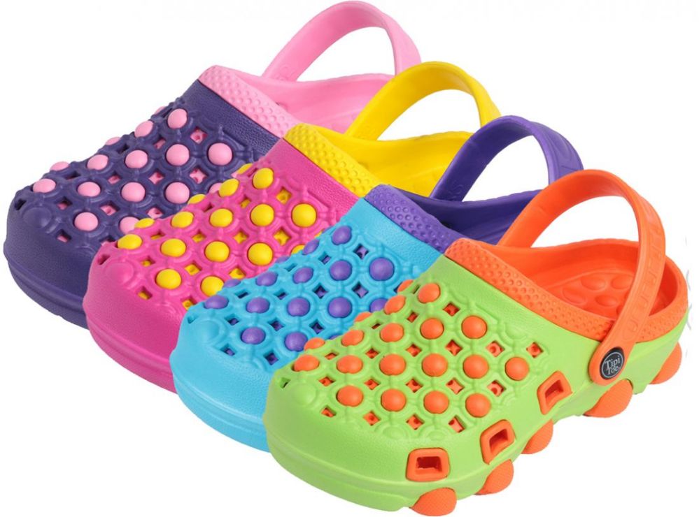 36 Pieces of Girl's Bubble Clogs - Assorted Colors