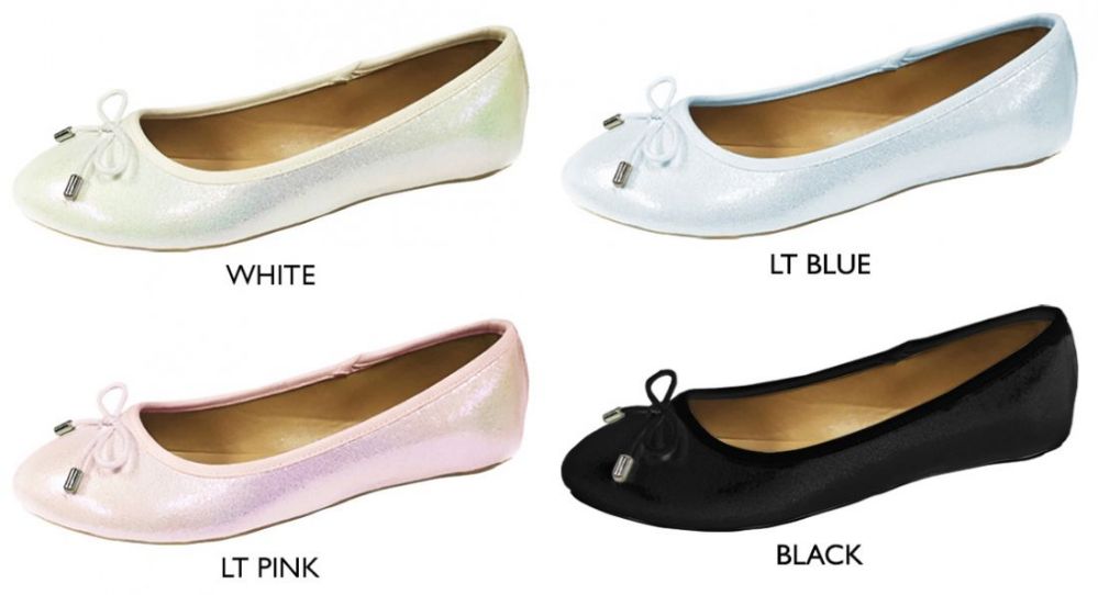 12 Pieces of Women's Iridescent Fabric Flats W/ Bow