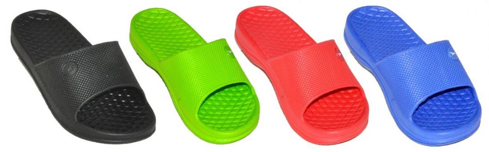 48 Wholesale Boy's & Girl's Slide Sandals - Assorted Colors - Sizes 12/13-4/5
