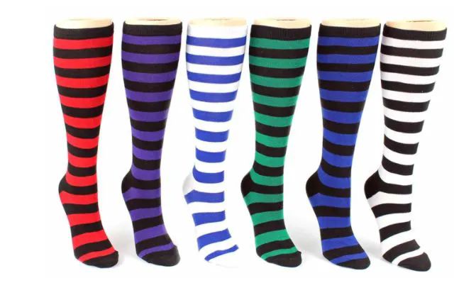 48 Wholesale Ladies Knee High Sock Stripe Pattern