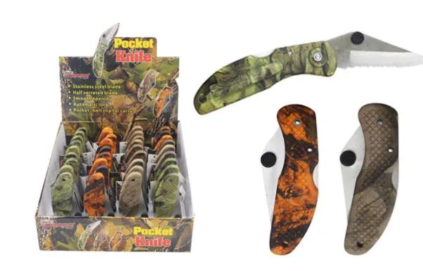 72 Pieces of Camo Pocket Knife 3.5 Inch Assorted