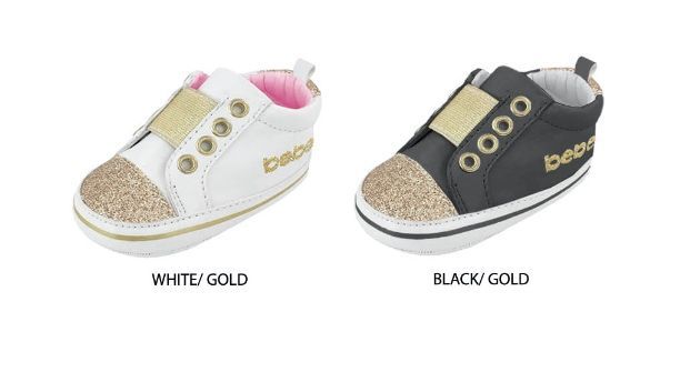 24 Pairs of Infant Girl's Metallic Elastic Sneakers W/ Glitter Toe