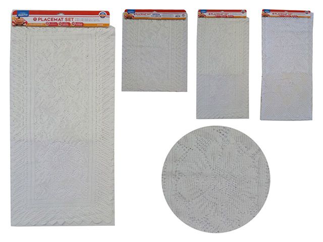144 Pieces of 3 Piece Center Table Mat And Placemat Set White Beige