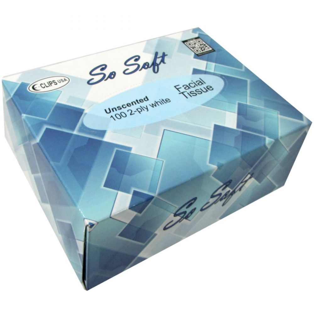 48 Packs of 100-Pack 2-Ply Unscented Facial Tissues - White