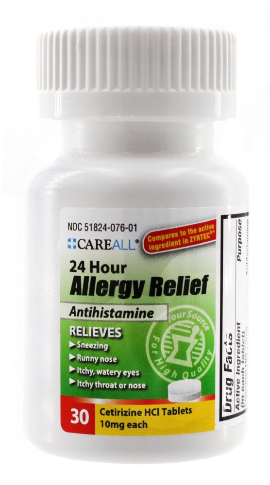 24 Wholesale Allergy Relief - Cetirizine 10mg (compare To Zyrtec) - 30/bottle
