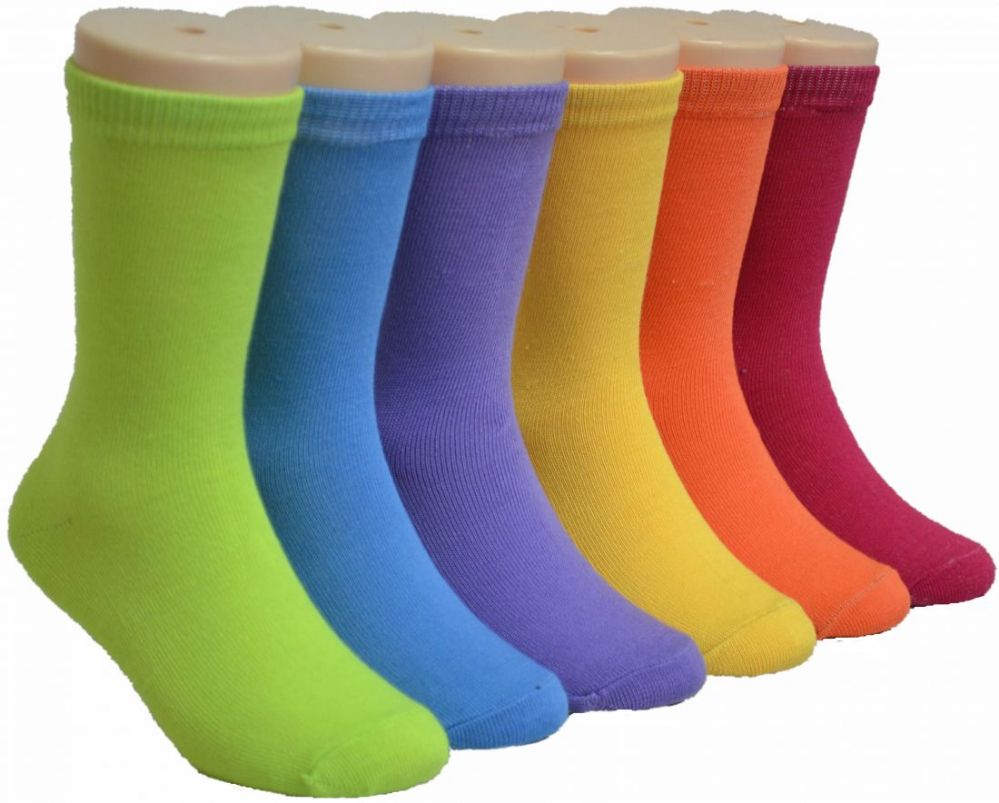 480 Pairs of Boy's And Girl's Novelty Crew Socks Solid Colors - Size 6-8