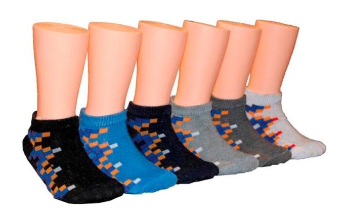 480 Wholesale Boy's & Girl's Low Cut Novelty Socks Pixel Print