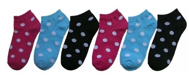 480 Wholesale Boy's & Girl's Low Cut Novelty Socks - Polka Dot Print - Size 4-6