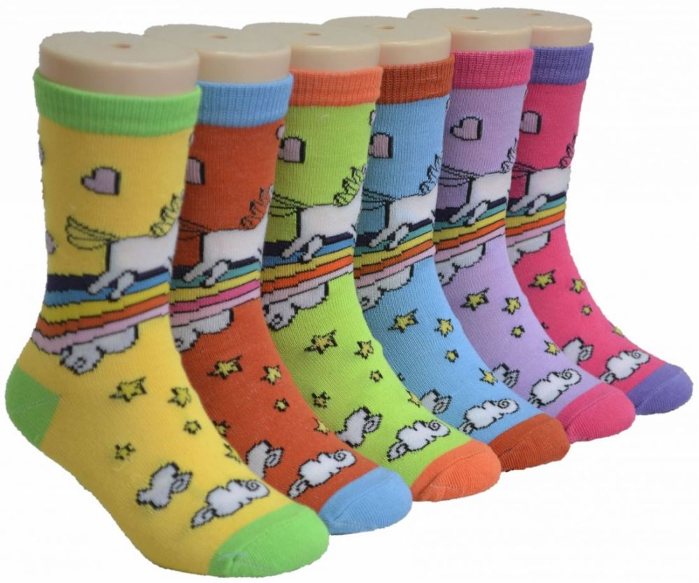 480 Wholesale Boy's And Girl's Novelty Crew Socks - Pony Print - Size 6-8