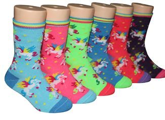 480 Wholesale Boy's & Girl's Novelty Crew Socks - Unicorn Prints - Size 6-8