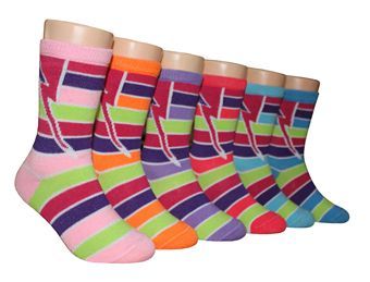 480 Wholesale Boy's & Girl's Novelty Crew Socks - Striped Prints - Size 6-8