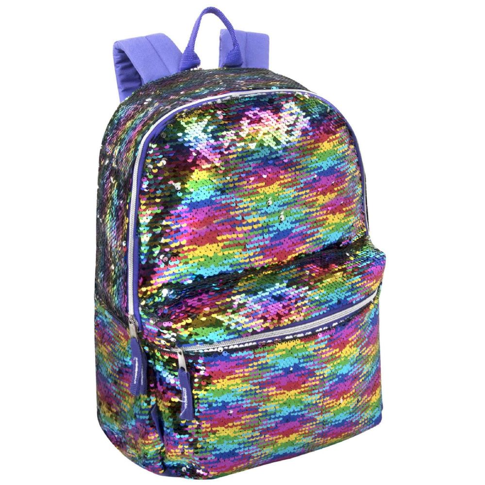 24 Pieces 17 Inch Rainbow Colored Sequin Backpack - Backpacks 17